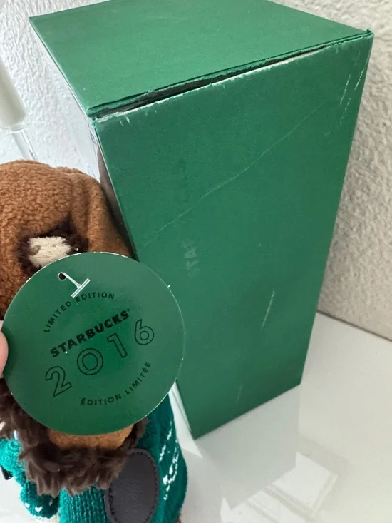 Starbucks Plush Bear in Green Knit Cardigan with Brown Hat 2016 - Picture 5 of 5
